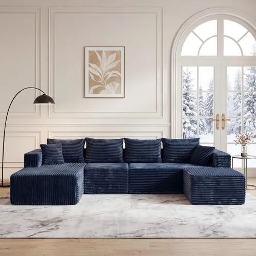 Vista 47 de Sofá modular deshuesado de 118 pulgadas con diván y otomano de pana de gran tamaño en forma de U, sofá de nube para asiento profundo para sala