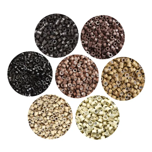 Vista 10 de 200Pcs 4mm Silicone Lined Micro Hair Extensions Beads, Black Negro