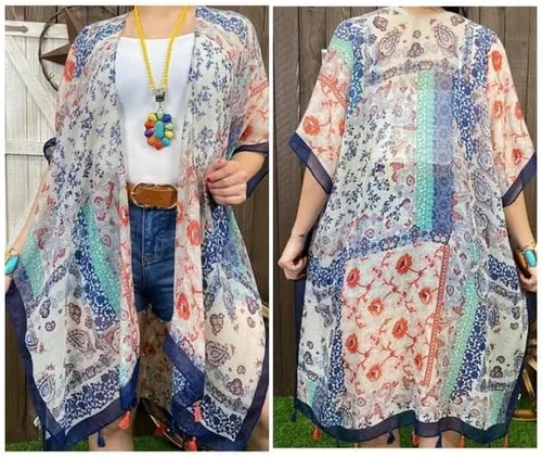 Vista 2 de Moss Rose - Salida de baño para usar sobre el traje de baño o bikini, kimono de verano para mujer