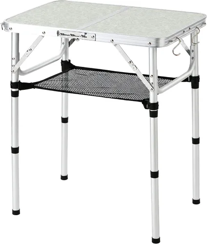 Vista 11 de Mesa plegable pequeña, mesa de aluminio de campamento de 24 pulgadas de largo x 16 pulgadas de ancho con patas de altura ajustable, mesa de comedor