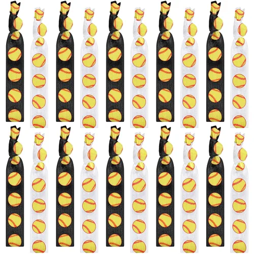 Vista 8 de Hanaive 20 ligas elásticas para el pelo de béisbol, pulseras sin arrugas, accesorios para mujeres