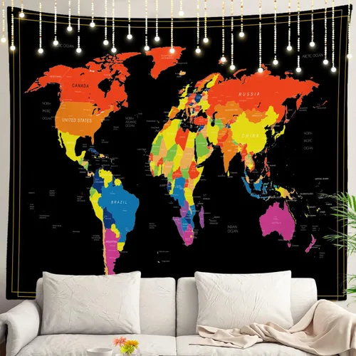 Vista 98 de Shrahala Tapiz de pared de hojas de arce otoñal, hojas rojas llameantes, fondo negro, tapiz grande para colgar en la pared, tapiz decorativo
