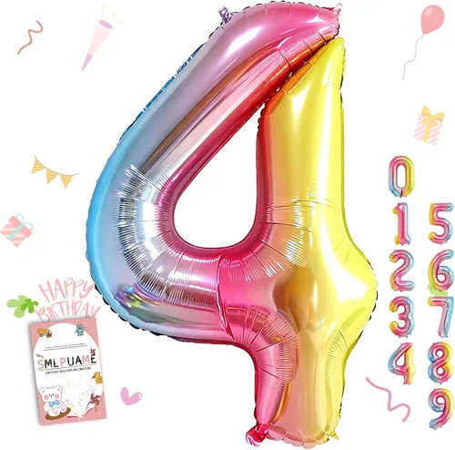 Vista 32 de Globos grandes de 40 pulgadas de números del 0 al 9, globos numéricos para decoración de fiesta de cumpleaños, globos de helio de aluminio