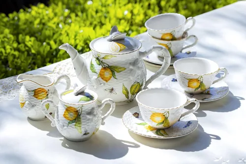 Vista 2 de Lemon Bee - Juego de té de porcelana fina (11 piezas)