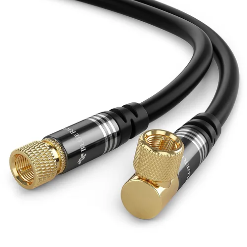 Vista 12 de Cable coaxial BlueRigger RG6 (1.5 pies, conector de 90° a conector de 90° con pin, chapado en oro, triple blindaje) – Cable coaxial de audio y video