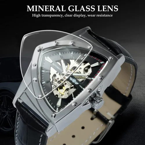 Vista 3 de Caluxe Reloj de pulsera mecánico automático de esqueleto militar para hombre, Mecánico