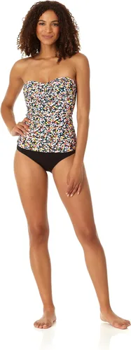 Vista 3 de Anne Cole Top de natación tipo tankini con nudo frontal fruncido para mujer
