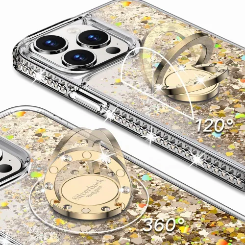 Vista 2 de Silverback - Funda para iPhone 13 Pro con soporte de anillo, color dorado transparente Claro Dorado