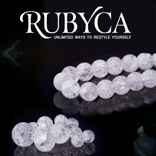Vista 9 de RUBYCA Surtido mezclado redondo Druk Crackle Checo Cuentas de cristal para la fabricación de joyas (0.157 in, 100 unidades)