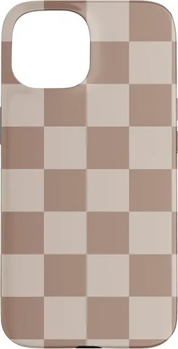 Vista 6 de Funda para iPhone 16 marrón con diseño de cuadros grandes, color beige estético marrón