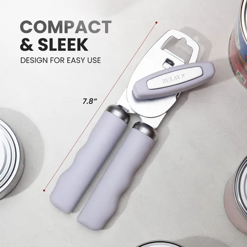 Vista 2 de Zulay Kitchen Abrelatas manual de acero inoxidable resistente con abridor de botellas, abrelatas manual a prueba de óxido con perilla giratoria