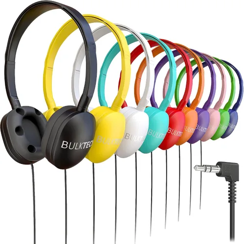 Vista 14 de Paquete de 5 auriculares de cuero con cable sobre la oreja con conector de 3.5mm, carcasa metálica ovalada, negro