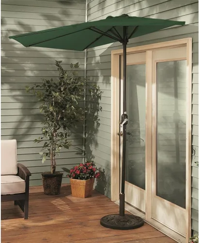 Vista 2 de CASTLECREEK Half Round Patio Umbrella, Outdoor, Garden, Deck, Balcony Shade 8 Feet Verde cazador
