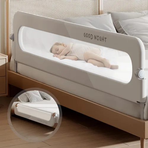 Vista 8 de Rieles plegables para cama infantil, parachoques de protección para cuna, riel lateral de cama seguro para camas individuales, queen, king