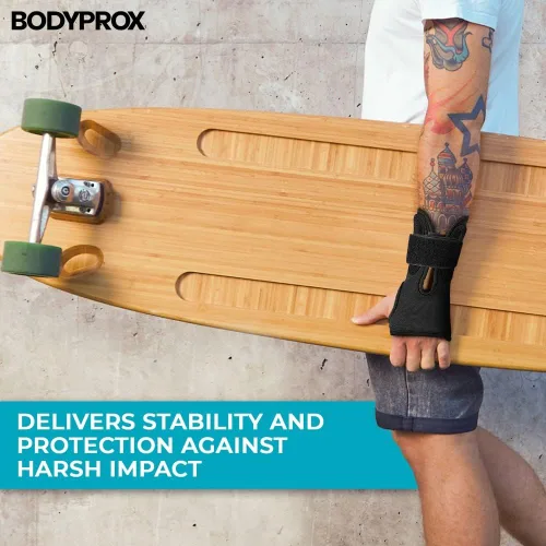Vista 6 de BODYPROX Muñequeras (1 par) para snowboard, monopatín y patinaje en línea, protector de muñeca de protección deportiva