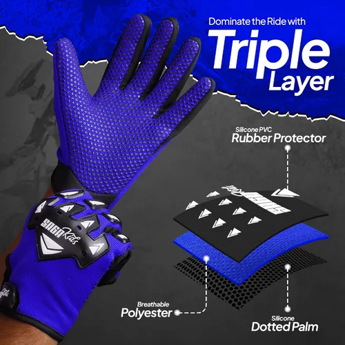 Vista 3 de Guantes de motocross juveniles, protección profesional para motociclistas de cross y BMX, equipo de alto rendimiento para niños y niñas, diseñados