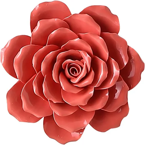Vista 8 de Decoración de pared de flores de cerámica con rosas artificiales 3D, arte de pared para sala de estar, hogar, pasillo, dormitorio, cocina, granja