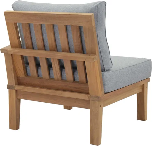 Vista 5 de Modway Marina - Sofá de madera de teca de grado A para exteriores, orientado hacia la derecha, color gris natural