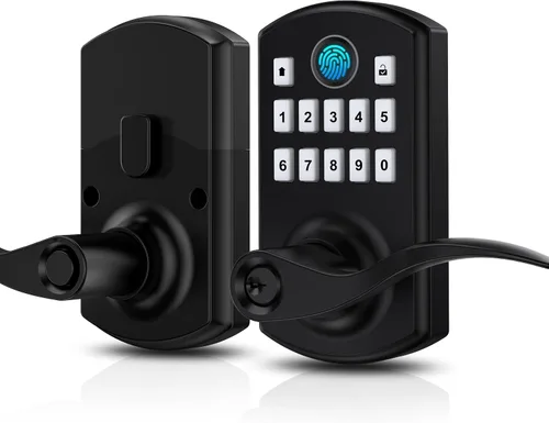 Vista 9 de Hidalife Cerradura de puerta con teclado con asa, entrada sin llave para puerta delantera, modo de paso manual, negro mate