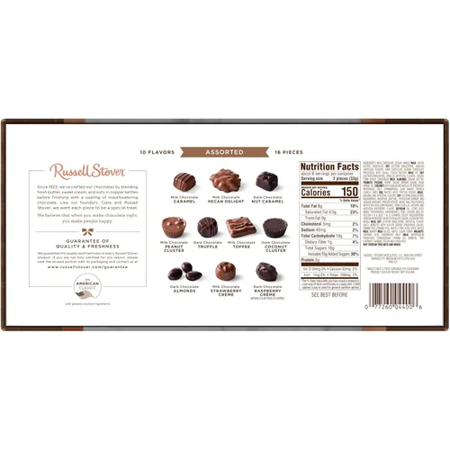 Vista 8 de Russell Stover, Surtido de chocolate negro y leche, caja de regalo de chocolate, 9.4 onzas (17 piezas)