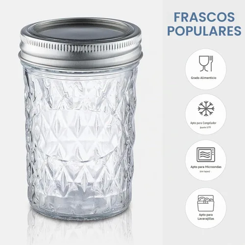 Vista 4 de Paquete de 12 tarros Mason de boca ancha de 16 onzas con tapas herméticas – Tarros de vidrio para conservas de conservas de conservas de conservas
