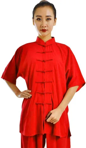Vista 3 de ZooBoo Unisex Ropa de Ejercicio de Mañana, Traje de Tai Chi de Algodón con Mangas Cortas, Uniforme de Kung Fu