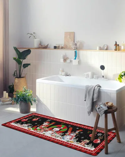 Vista 4 de Tapete de baño de muñeco de nieve para bañera, antideslizante, de secado rápido y absorbente, tierra de diatomeas, fregadero, dormitorio, cocina