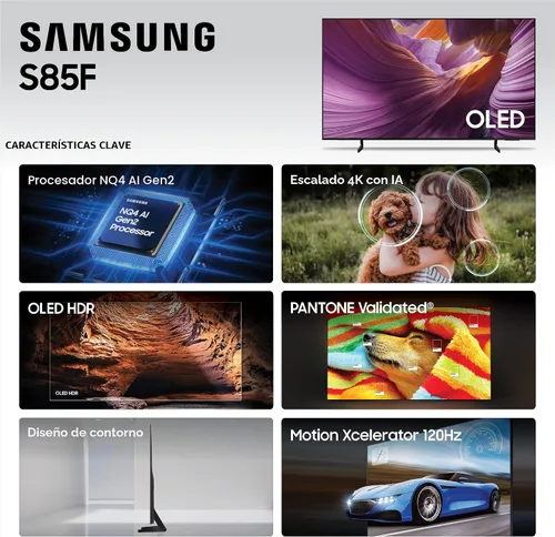 Vista 4 de Samsung Serie OLED 4K S85F de 55 pulgadas, Vision AI Smart TV (modelo 2025, 55S85F) sonido de seguimiento de objetos Lite con Dolby Atmos