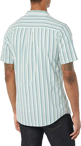 Vista 2 de Tienda Essentials Camisa de algodón vacacional para hombre, manga corta ajustada