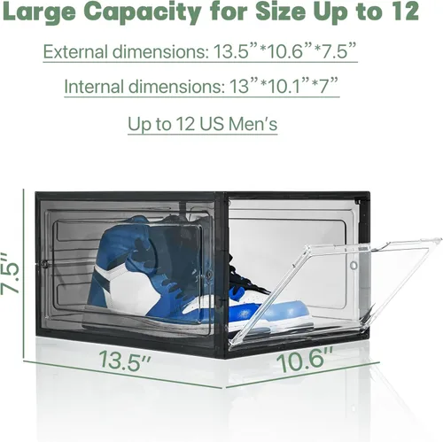 Vista 2 de ZLLZUU Organizador de Zapatos Cajas de Almacenamiento de Zapatos, Paquete de 6 Cajas de Zapatos Grandes con Puerta Frontal Abatible con Puerta