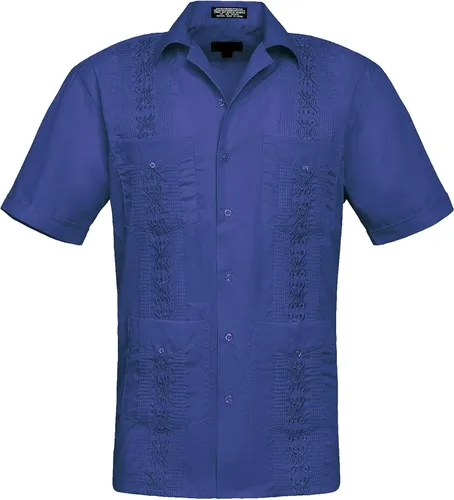 Vista 13 de Camisa cubana plisada ligera y bordada Guayabera para hombre