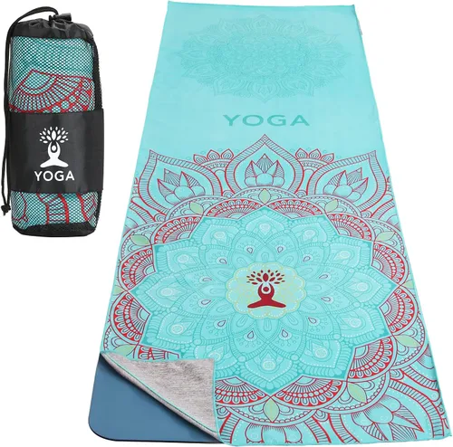 Vista 11 de MoKo Toalla de Yoga, Toalla de Yoga Caliente Antideslizante con Patrón de Estampado en Manta Rápido de Secado con Bolsillo en la Esquina