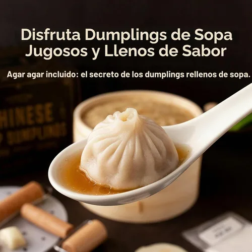 Vista 3 de Cooking Gift Set Co. - Juego de bolas de masa hervida de bambú para cocinar con agar, rodillo, cuchara, forros, recetas y video paso a paso