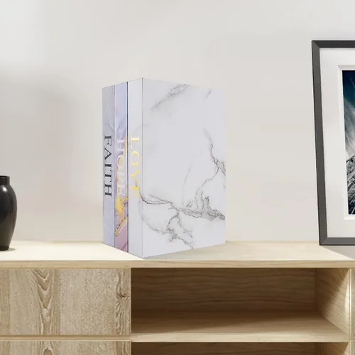 Vista 7 de Cajas de libros de imitación decorativas para el hogar: juego de 3 para mesa de entrada, mesa de café, decoración de estantería con cierre magnético