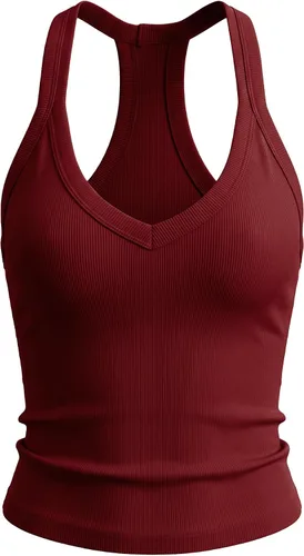 Vista 19 de Camiseta sin mangas para mujer RibKnit Racerback Cami Slim Fit Elástica