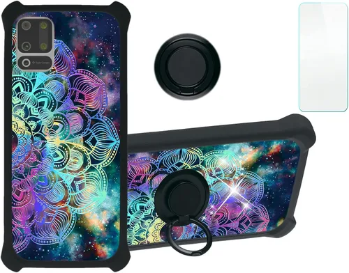 Vista 7 de ATT Maestro 3 U626AA - Funda compatible con AT&T Maestro 3 (policarbonato duro + silicona suave), soporte de anillo, luz reflectante colorida