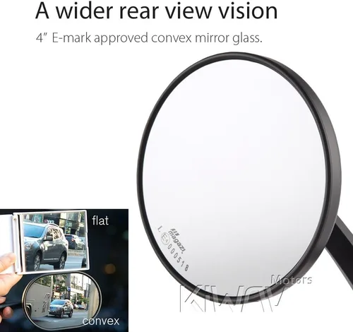 Vista 6 de KiWAV Espejos de extremo de barra de motocicleta Eclipse negro compatible con manillar roscado M6