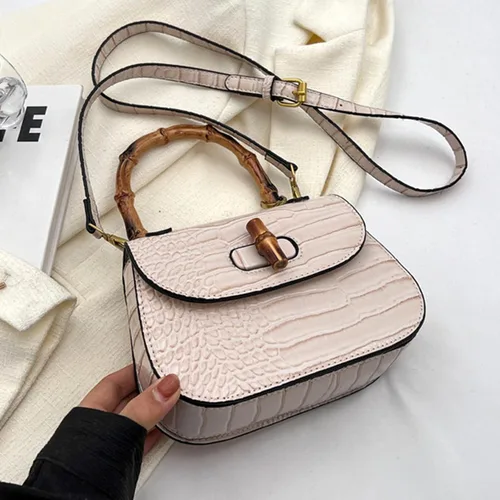 Vista 2 de Women Handbag artificial leather Bamboo Top handle Crossbody bag Elegant Purse Evening bag Gift for Women Handmade