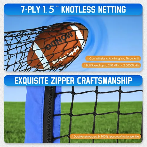 Vista 4 de Football Throwing Net, Upgrade Heavy Duty Metal Frame Quarterback Training Equipment Throwing Machine with 1-4 Targets, Easy Setup Football Target