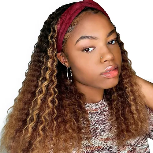 Vista 38 de XSY: Peluca de diadema de cabello humano de onda profunda sin pegamento, sin encaje frontal, peluca de diadema rizada, lista para usar y llevar