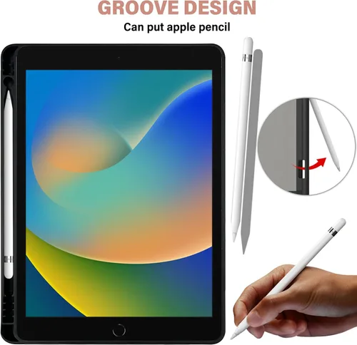 Vista 4 de Compatible con iPad de 10.2 pulgadas, Funda de 9ª/8ª/7ª Generación (2021/2020/2019) con Soporte para Lápiz/Parte Trasera de TPU Suave con Función