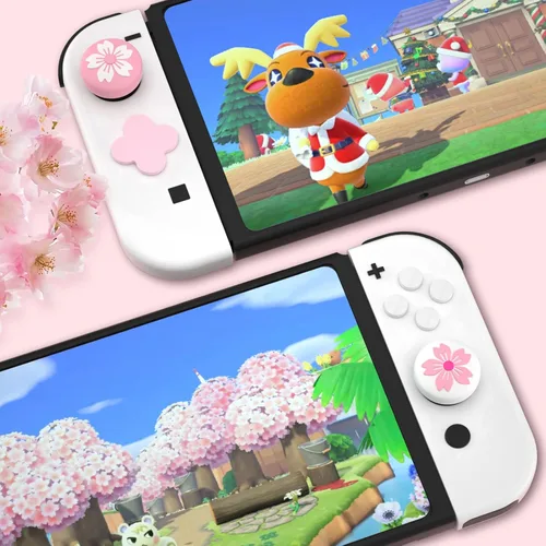 Vista 4 de Tapas de agarre para el pulgar, bonitos agarres para Nintendo Switch, funda de silicona suave compatible con Nintendo SwitchSwitch OLEDSwitch Lite