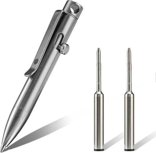 Vista 9 de KeyUnity KP01BK Bolt Action EDC Pen con clip, bolígrafo de bolsillo de titanio para transporte diario (negro)
