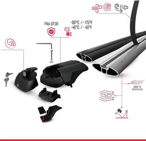 Vista 5 de Compatible with Dacia Sandero Stepway 3 2021-2025 ACE-1 Car Roof Rack Cross Bar Grey Aluminium 2 Bars