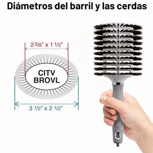 Vista 2 de Olivia Garden Cerámica y Ion Turbo Vent 100% cerdas de jabalí cepillo redondo para el pelo