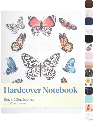 Vista 11 de WORLD TRAVELER Cuaderno de Diario Grande Rayado - Cuaderno de Tapa Dura que se Abre Plano con 2 Marcapáginas de Cinta, Diario de Escritura de Tapa