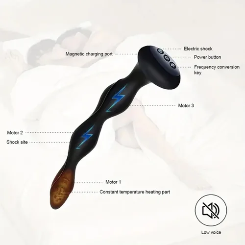 Vista 7 de Juguetes sexuales masculinos con cuentas anales, juguetes para adultos con estimulación de choque de calor, vibrador, 50 juegos múltiples