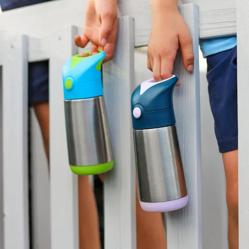 Vista 6 de Batman - Botella de agua b.box aislada de 12 onzas – Botella de agua para niños de acero inoxidable con popote de silicona de flujo libre, tazas