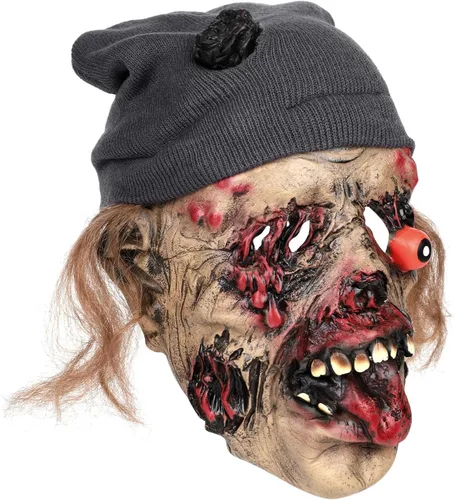 Vista 3 de Ibluelover Scary Zombie Mask with Knit Hat Halloween Creepy Evil Ghost Mask