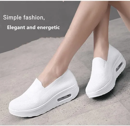 Vista 3 de Zapatos OrtopéDicos para Mujer, Zapatos para diabéticos, zapatos de malla con plataforma de amortiguación de aire, transpirables, zapatos de suela